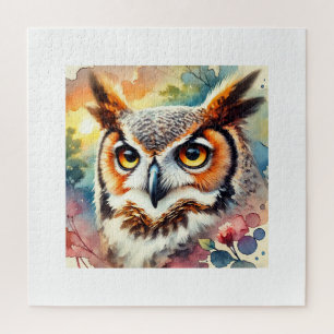 Great Horned Owl 200724AREF106 - Watercolor Jigsaw Puzzle