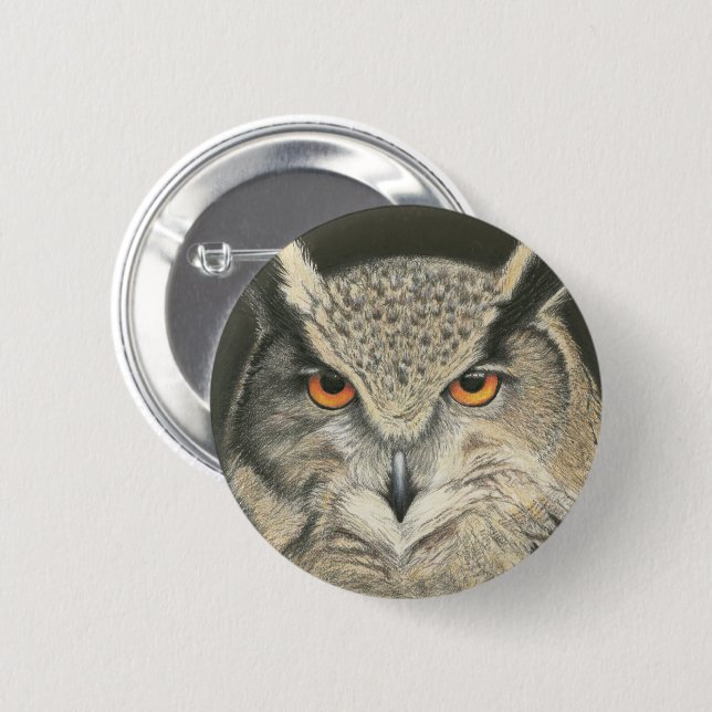 Great Horned Owl 6 Cm Round Badge (Front & Back)