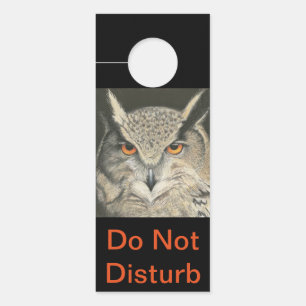 Great Horned Owl and Wren do not disturb Door Hanger