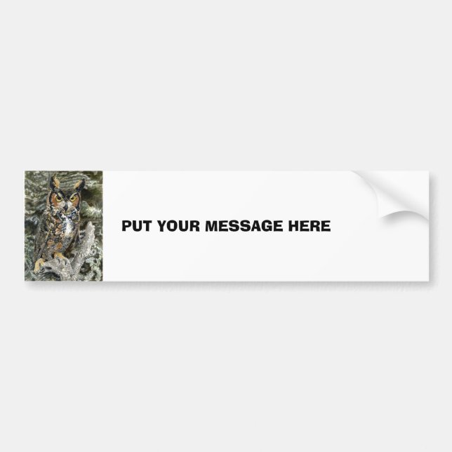 Great Horned Owl Bumper Sticker (Front)