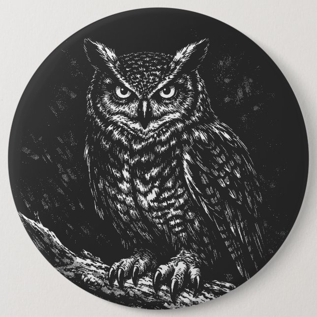 Great Horned Owl — by BurnsInHell 6 Cm Round Badge (Front)