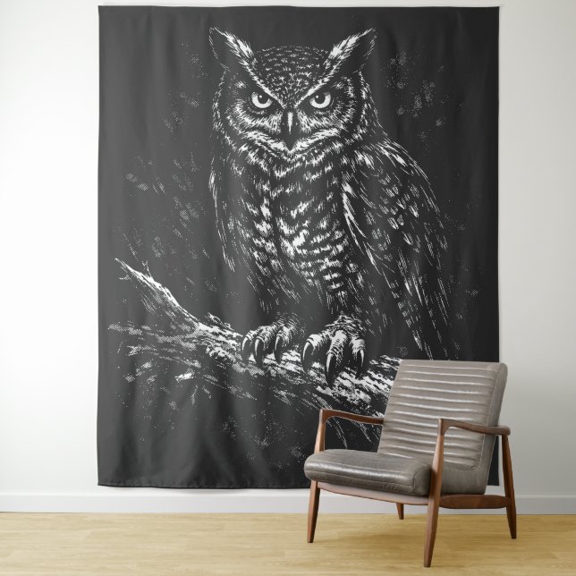 Great Horned Owl — by BurnsInHell Tapestry (In Situ)