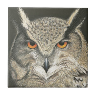 Great Horned Owl Ceramic Tile