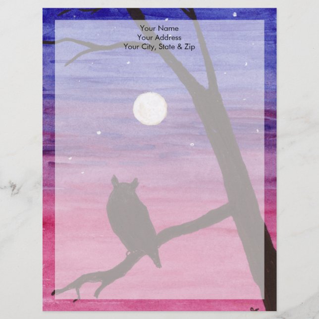 Great Horned Owl Custom Letterhead (Front)