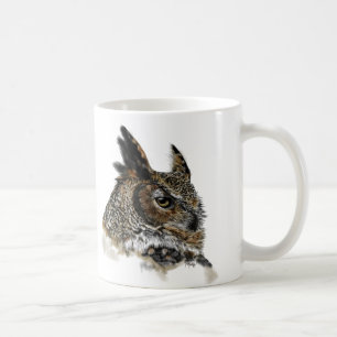 Great Horned Owl Drawing Coffee Mug