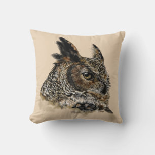Great Horned Owl Drawing Cushion