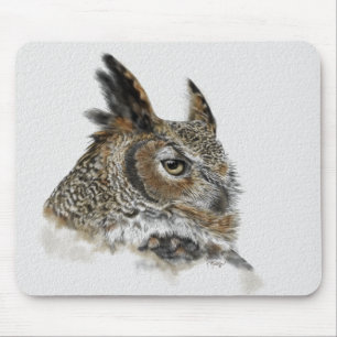 Great Horned Owl Drawing Mouse Pad
