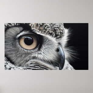 Great horned owl face close up poster
