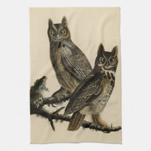 Great Horned Owl from Audubon's Birds of America Tea Towel