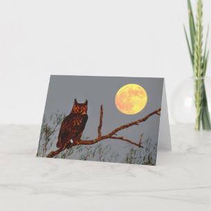 Great Horned Owl   Full Moon Card