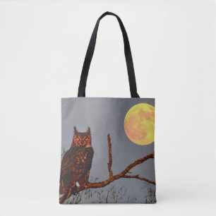 Great Horned Owl Full Moon Tote Bag