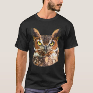 Great Horned Owl Head Owl Lover Tee