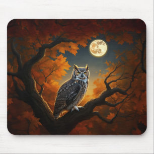 Great Horned Owl in Autumn Mouse Pad