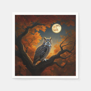 Great Horned Owl in Autumn Napkin