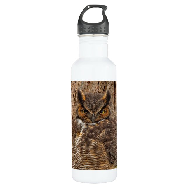 Great Horned Owl in the Douglas Fir 710 Ml Water Bottle (Front)