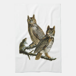 Great Horned Owl John Audubon Birds of America Tea Towel