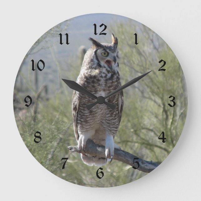 Great Horned Owl Large Clock (Front)