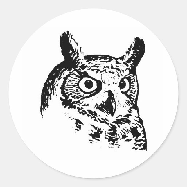 Great Horned Owl Logo Classic Round Sticker (Front)
