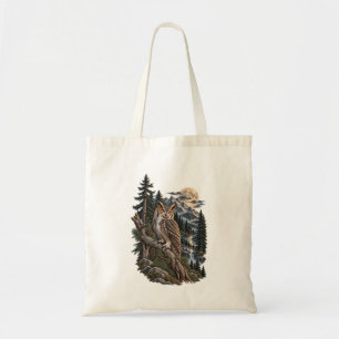 Great Horned Owl Moonlit Mountain Wilderness T-Shi Tote Bag