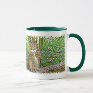 Great Horned Owl on a Log Mug