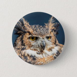 Great Horned Owl Portrait 6 Cm Round Badge