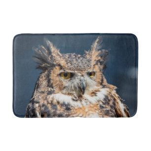Great Horned Owl Portrait Bath Mat