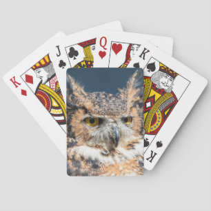 Great Horned Owl Portrait Playing Cards