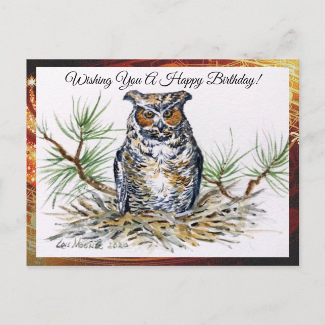 Great Horned Owl Postcard Greeting (Front)