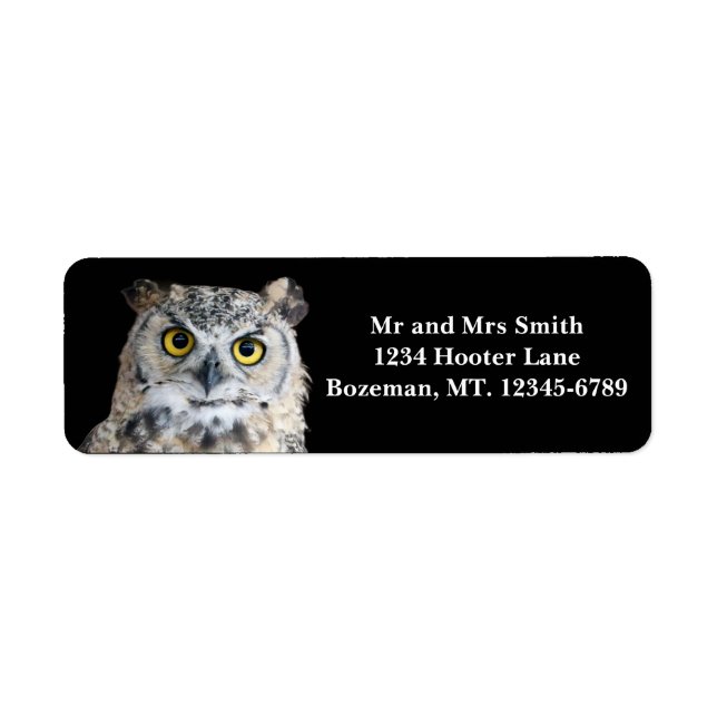 Great Horned Owl Return Address Label (Front)