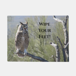 Great Horned Owl Says Wipe Your Feet! Doormat