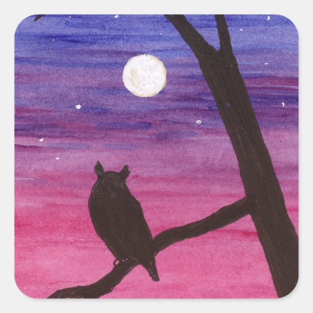 Great Horned Owl Square Sticker (Front)