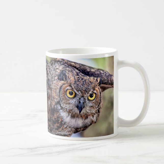 Great Horned Owl Taking Flight Coffee Mug (Right)