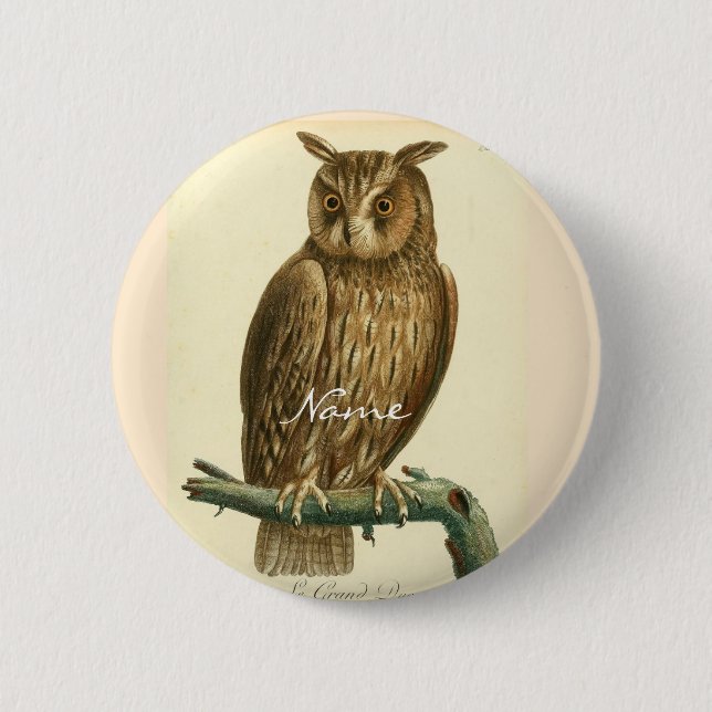 Great Horned Owl Thunder_Cove 6 Cm Round Badge (Front)