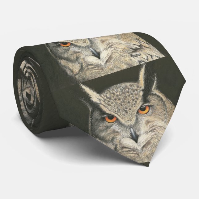 Great Horned Owl Tie (Rolled)