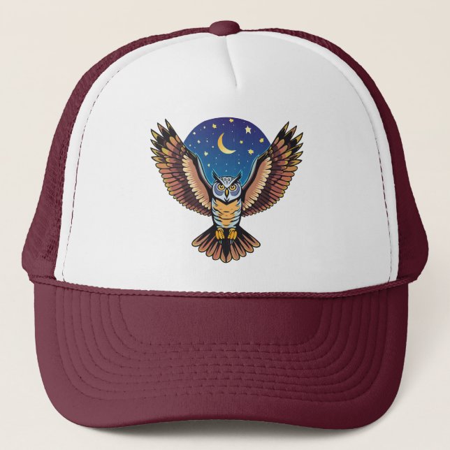 Great Horned owl Trucker Hat (Front)
