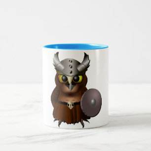"Great Horned Owl" Viking Helmet Owl Two-Tone Coffee Mug