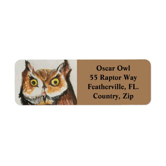 Great Horned Owl Wildlife Art Address Labels (Front)