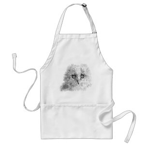 Great Horned Owlet Drawing Standard Apron