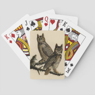 Great Horned Owls (by John James Audubon) Playing Cards
