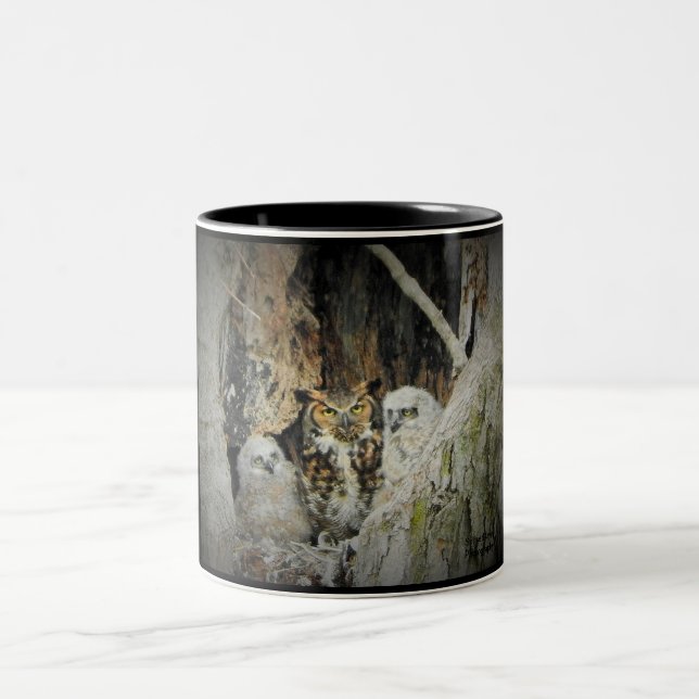 Great-Horned Owls Two-Tone Coffee Mug (Center)
