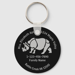 Great Indian Rhino Lost Family Home Address Key Ring
