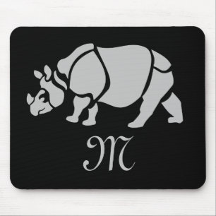 Great Indian Rhinoceros in a Stamp Style Mouse Pad