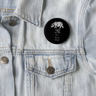 Great Indian Rhinoceros The Unicorn Rhino Monogram 6 Cm Round Badge
