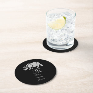 Great Indian Rhinoceros The Unicorn Rhino Monogram Round Paper Coaster