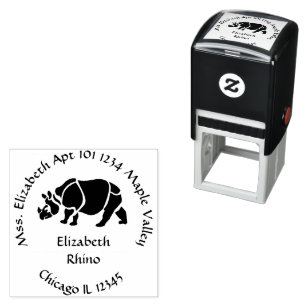 Great Indian Unicorn Rhino Name Address Self-inking Stamp