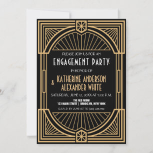 Great Inspired Art Deco Engagement Party Invitation