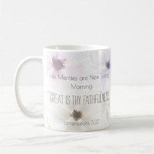 Great is Thy Faithfulness Floral Scripture Coffee Mug