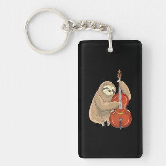 Great Jazz Sloth Playing Contrabass Cello Key Ring