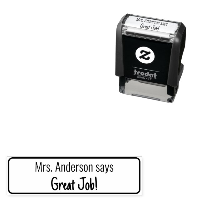 Great Job! and Teacher's Name Text Template Self-inking Stamp (In Situ)
