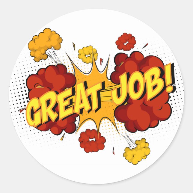 Great Job Comic Pop Art Classic Round Sticker (Front)